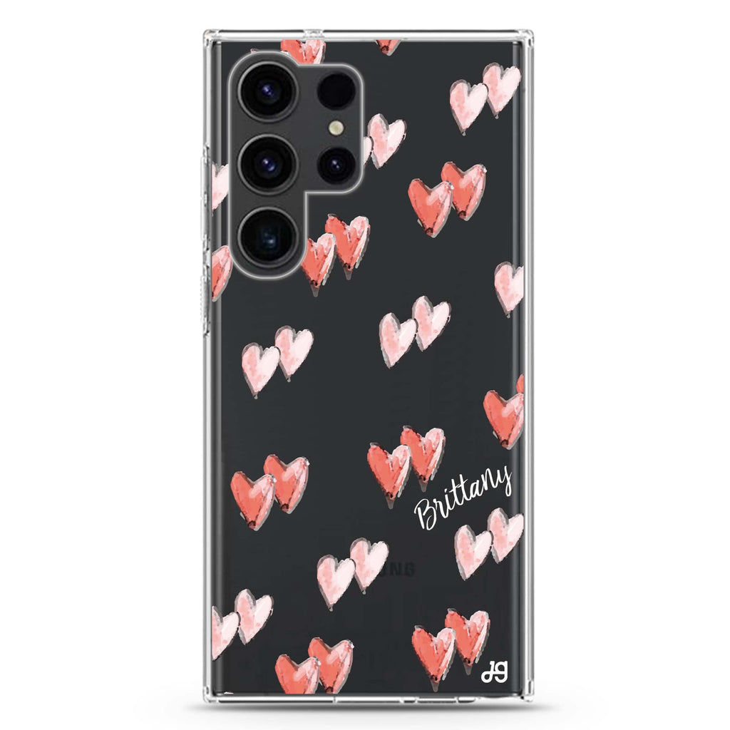 Double Heart Samsung Galaxy Ultra 可加名字透明保護殼，適用 S26/S25/S24/S23 Ultra，圖1