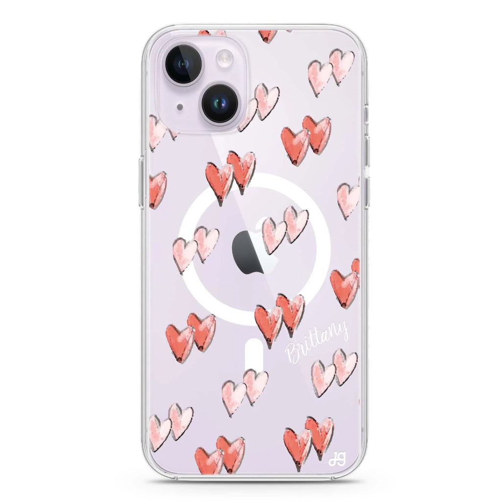 Double Heart iPhone 14 Magsafe 兼容水晶透明保護殼