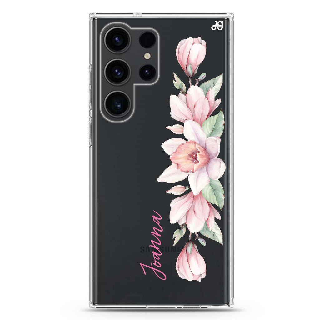 Floral and Me Samsung Galaxy Ultra 可加名字透明保護殼，適用 S26/S25/S24/S23 Ultra，圖1