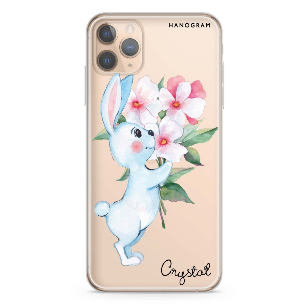 Rabbit And Flowers iPhone 11 Pro 水晶透明保護殼