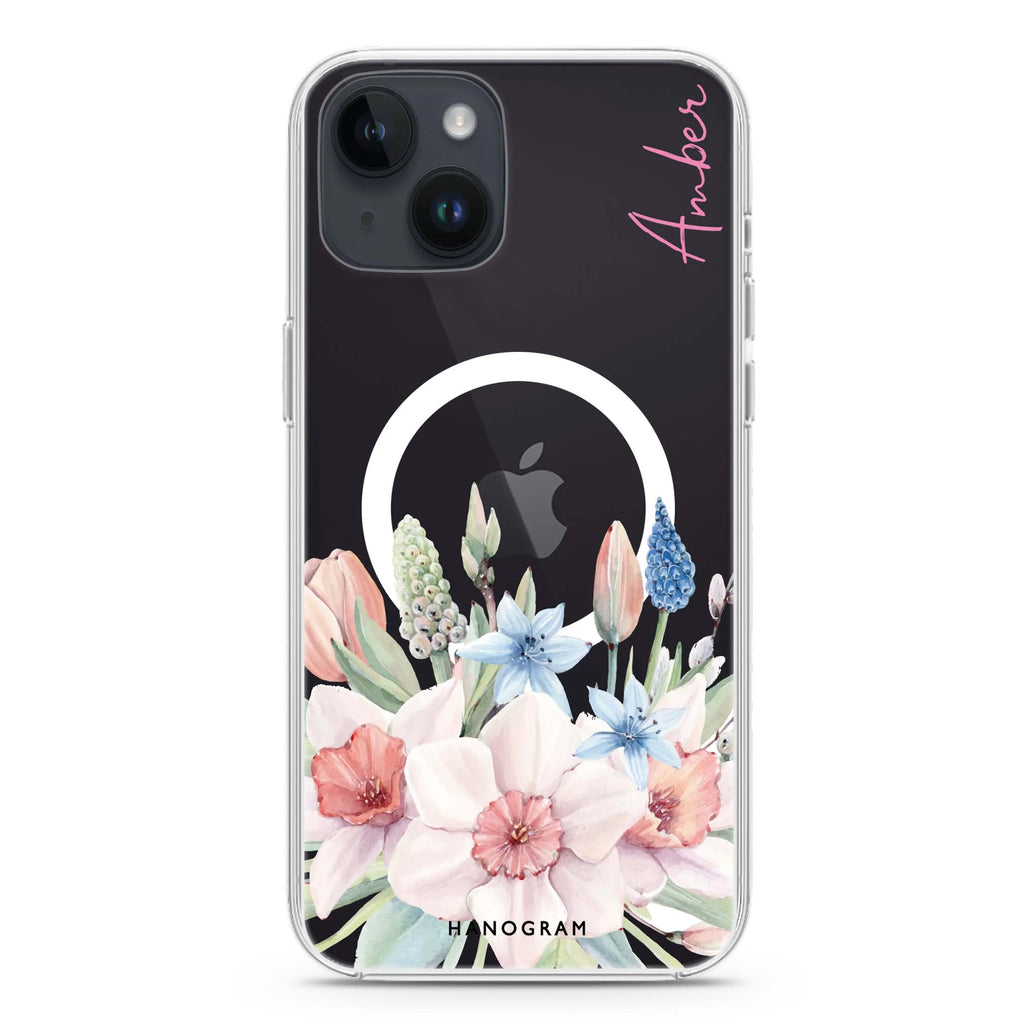 My Glamour Floral iPhone 14 Plus Magsafe 兼容水晶透明保護殼