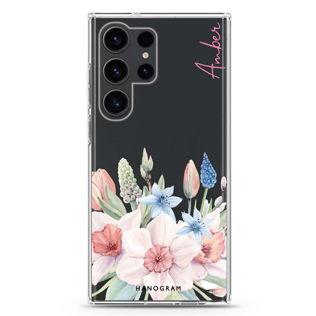 My Glamour Floral Samsung Galaxy Ultra 可加名字透明保護殼，適用 S26/S25/S24/S23 Ultra，圖1