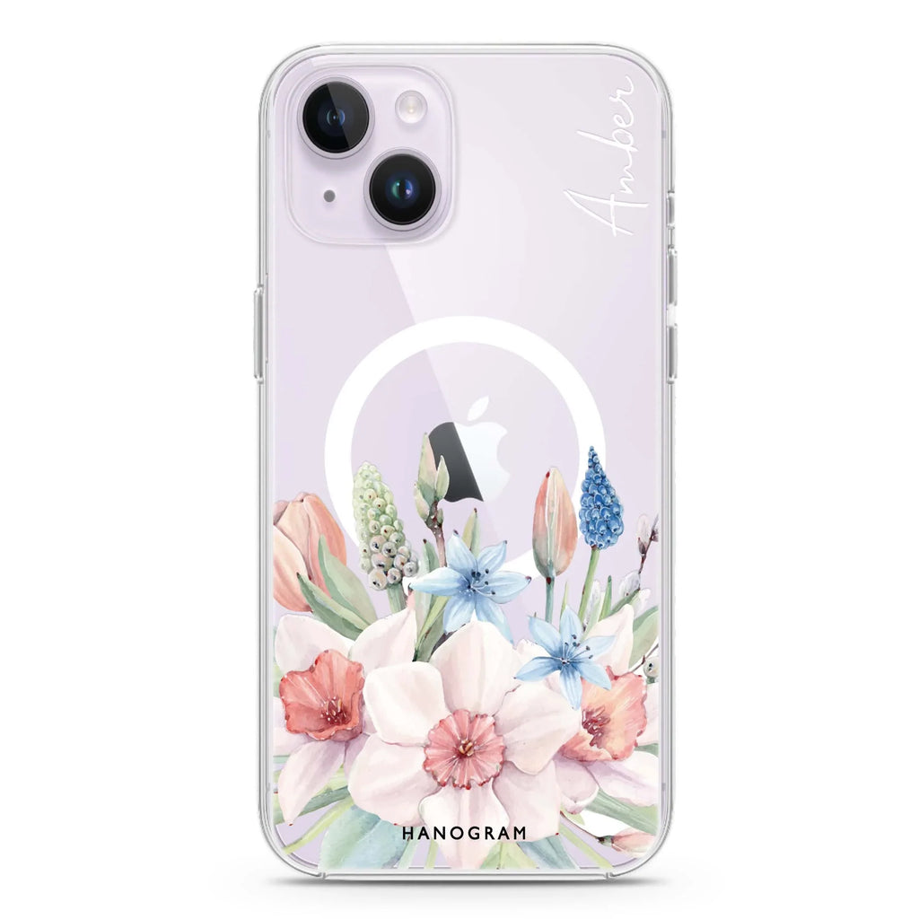 My Glamour Floral iPhone 14 Magsafe 兼容水晶透明保護殼