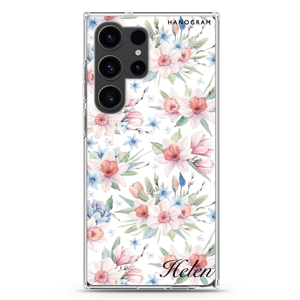 Glamour Floral World Samsung Galaxy Ultra 可加名字透明保護殼，適用 S26/S25/S24/S23 Ultra，圖1