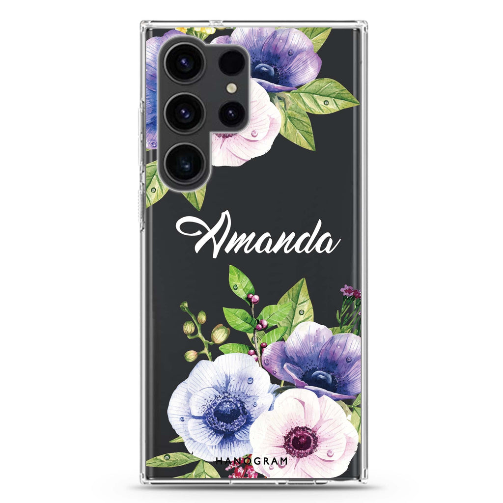 Blooming Flowers Samsung Galaxy Ultra 可加名字透明保護殼，適用 S26/S25/S24/S23 Ultra，圖1