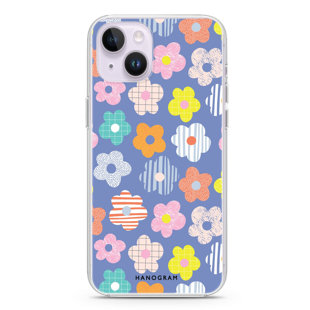 Floral Pattern iPhone 14 Magsafe 兼容水晶透明保護殼