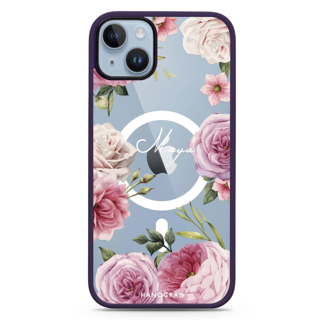Beautiful Pretty Floral iPhone 14 Plus Magsafe 兼容防衝擊保護殼