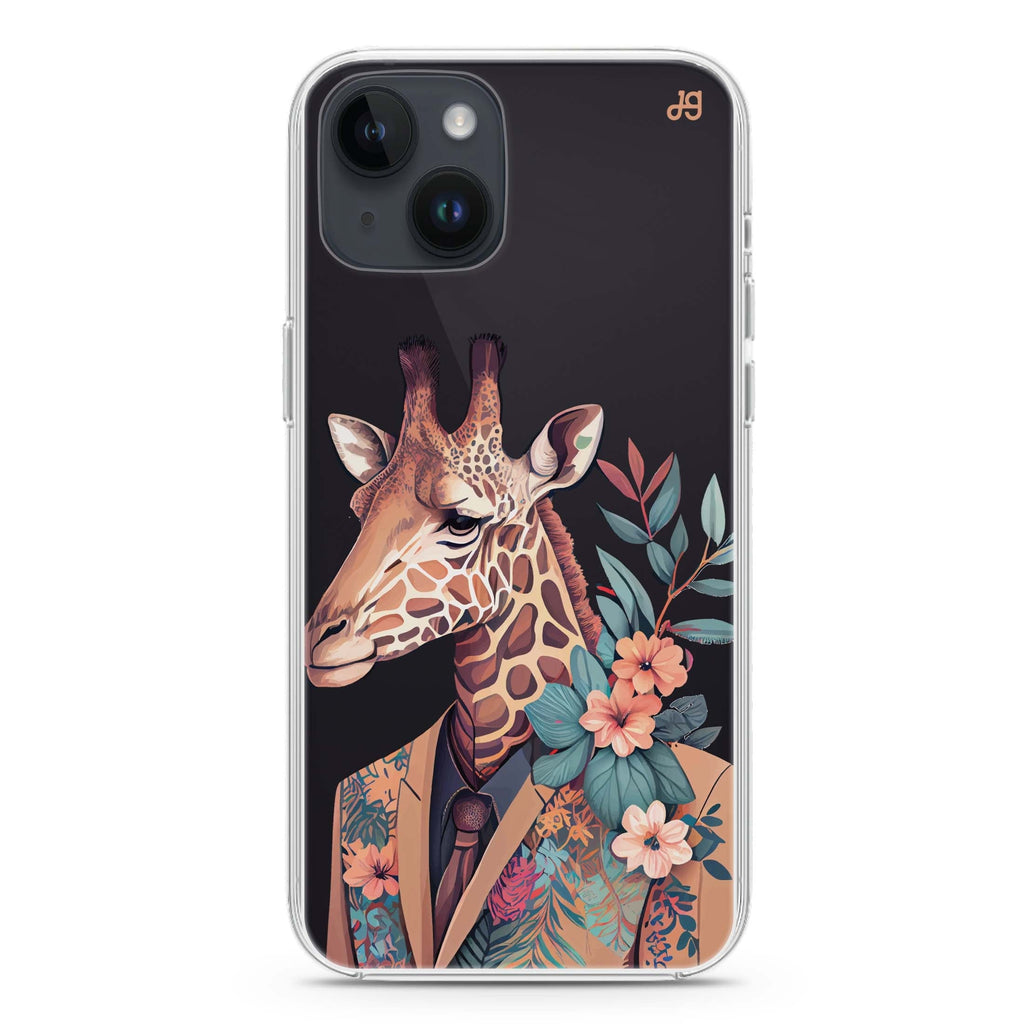 Giraffe & floral iPhone 14 水晶透明保護殼