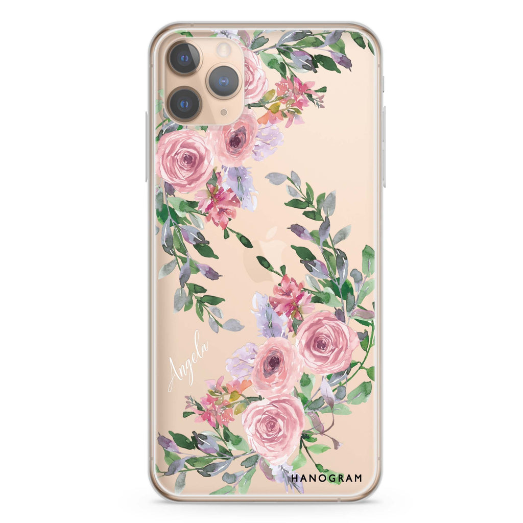 Lucy Watercolor Rose iPhone 11 Pro Max 水晶透明保護殼