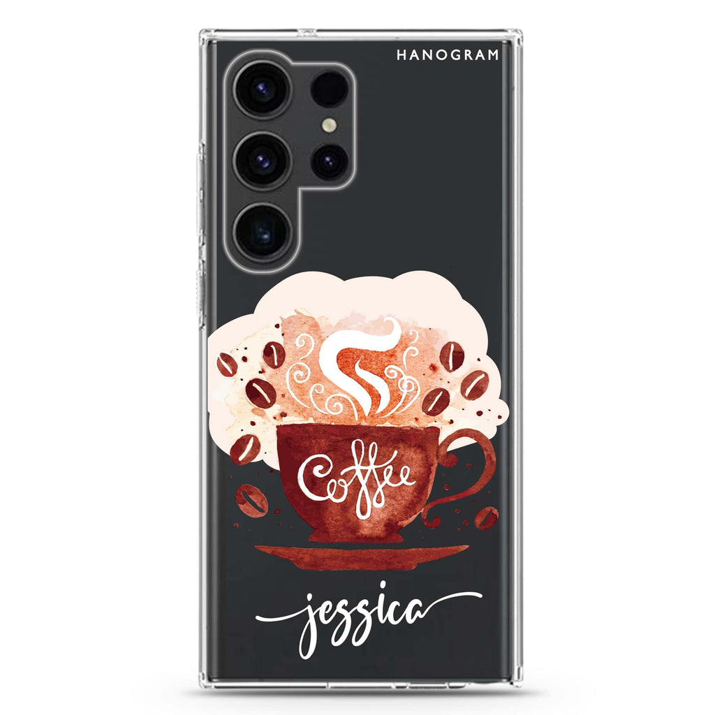 Fragrant coffee Samsung Galaxy Ultra 可加名字透明保護殼，適用 S26/S25/S24/S23 Ultra，圖1
