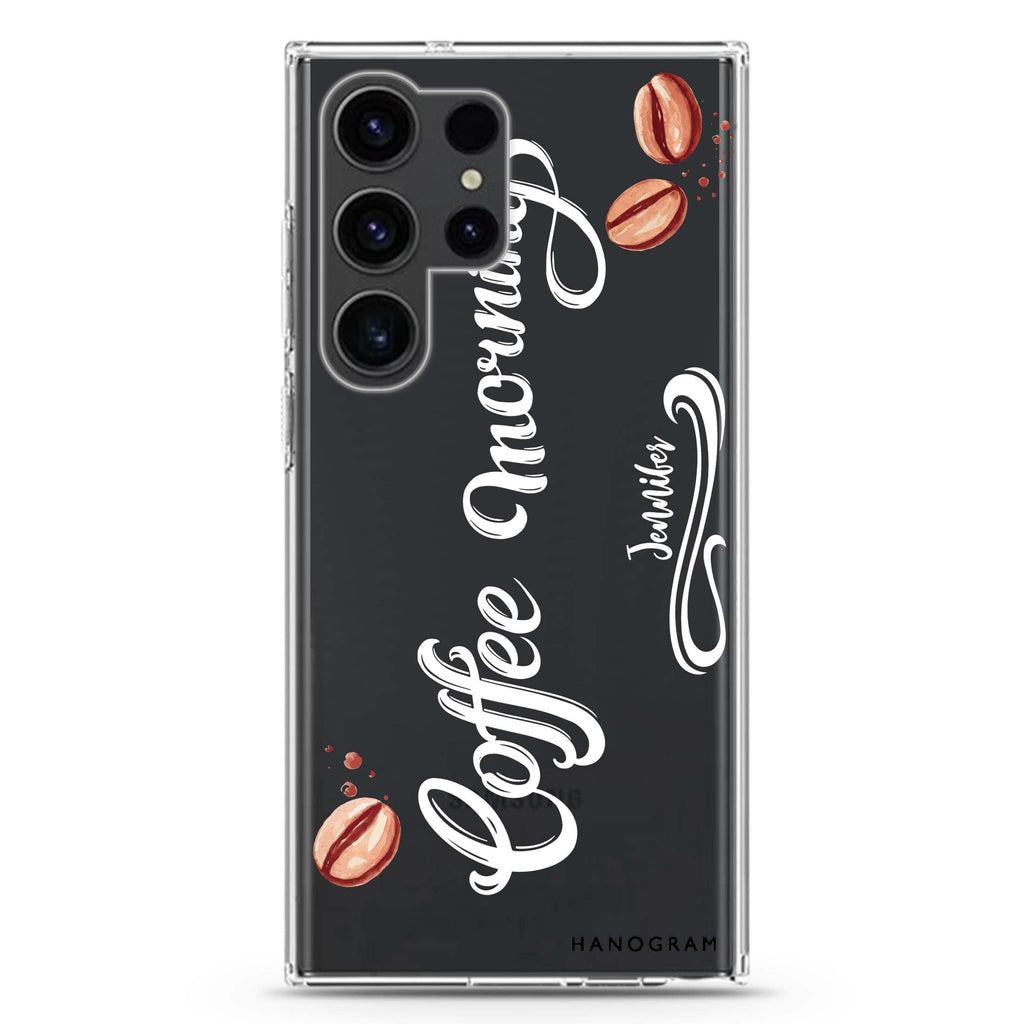 Coffee & Me Samsung Galaxy Ultra 可加名字透明保護殼，適用 S26/S25/S24/S23 Ultra，圖1