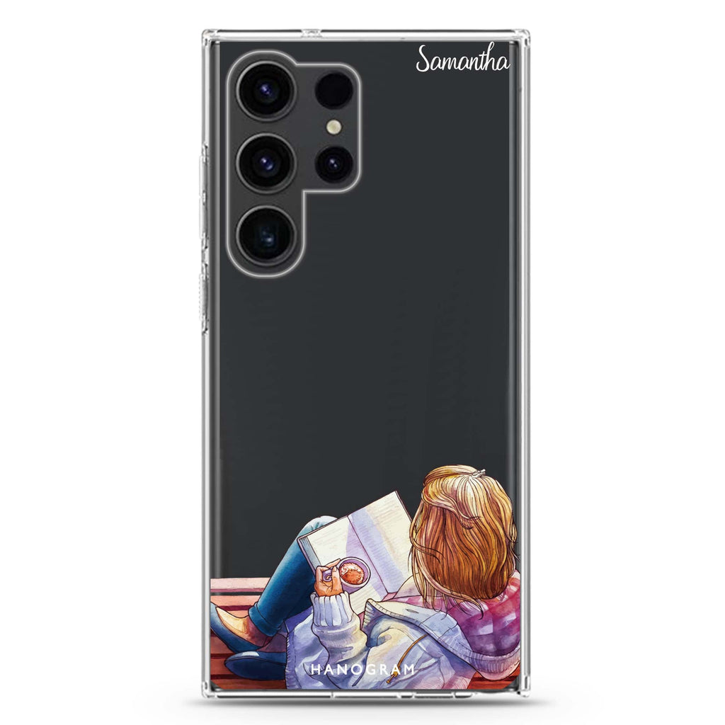 Relax With My Coffee Samsung Galaxy Ultra 可加名字透明保護殼，適用 S26/S25/S24/S23 Ultra，圖1