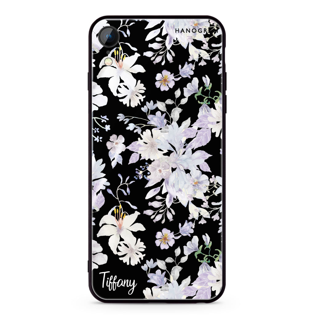 Serene Flowers Pattern iPhone XR 超薄強化玻璃殻