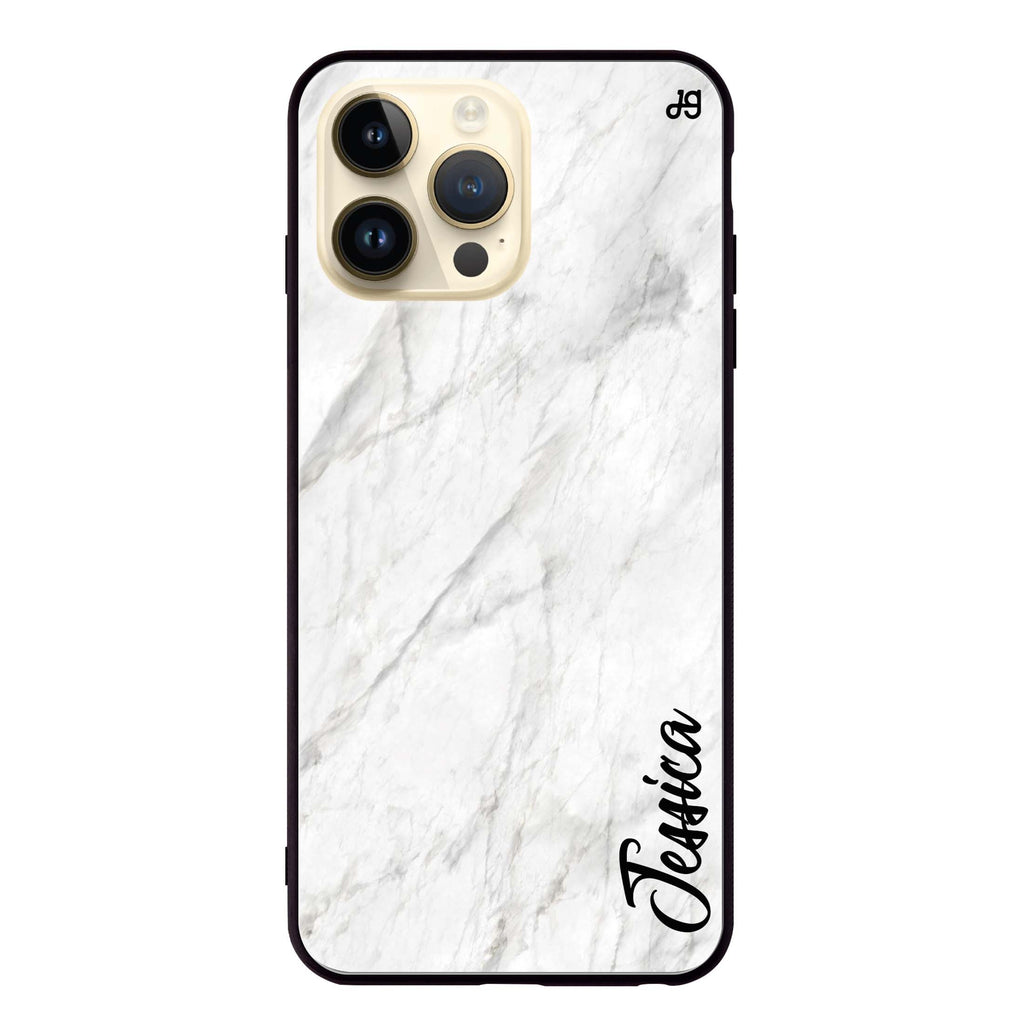 White Marble – Deep Love iPhone 14 Pro Max 超薄強化玻璃殻
