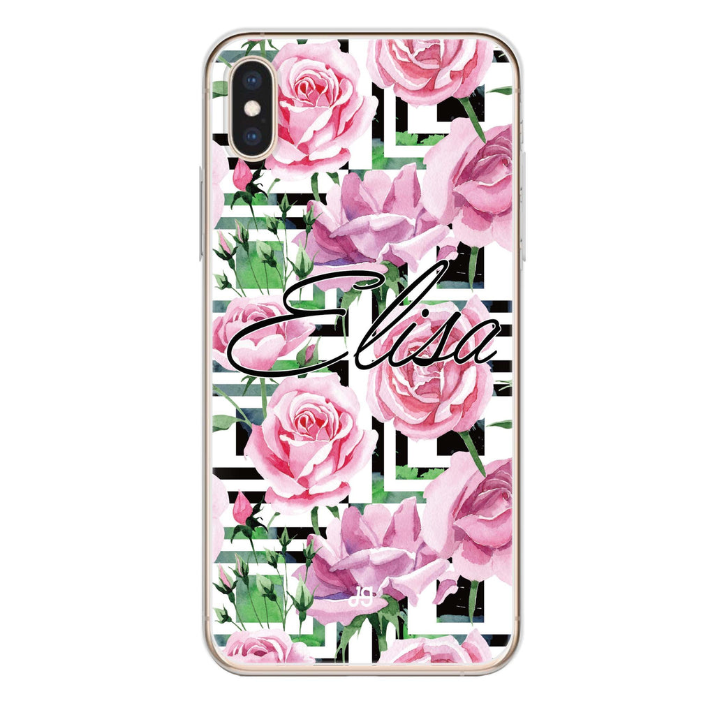 Rose Checkered iPhone XS 水晶透明保護殼