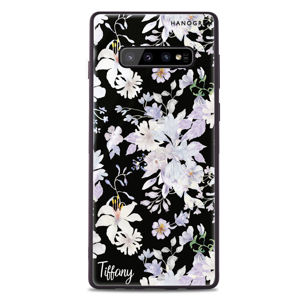 Serene Flowers Pattern Samsung 超薄強化玻璃殻