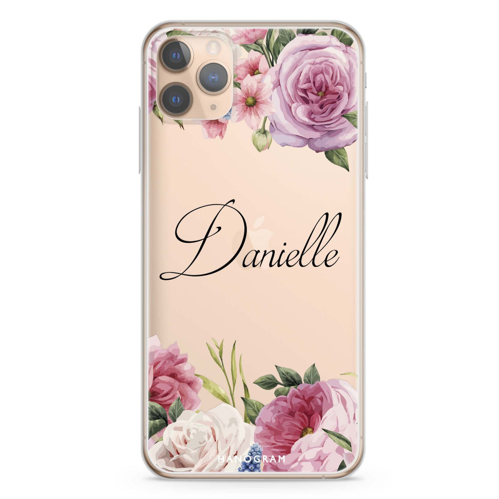 Light Pink Floral iPhone 11 Pro Max 水晶透明保護殼