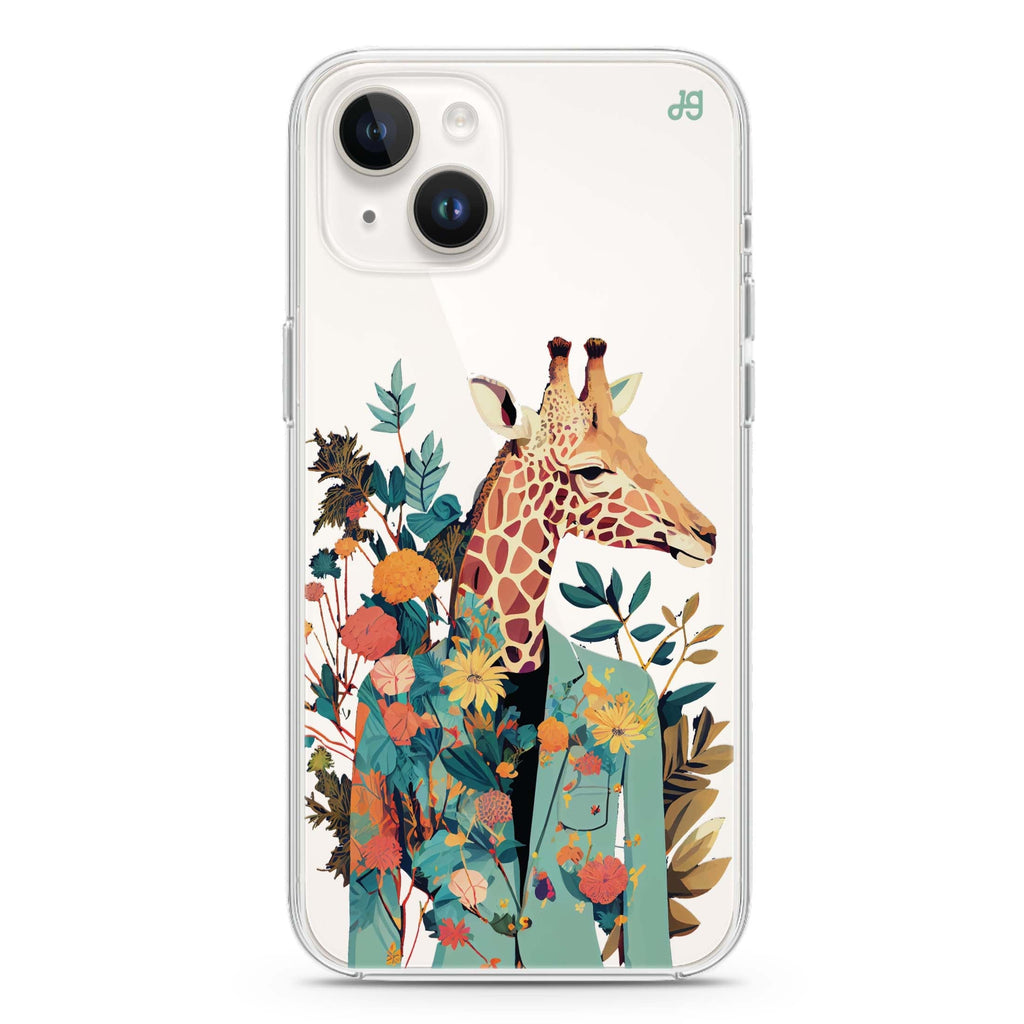 Giraffe & floral iPhone 14 水晶透明保護殼