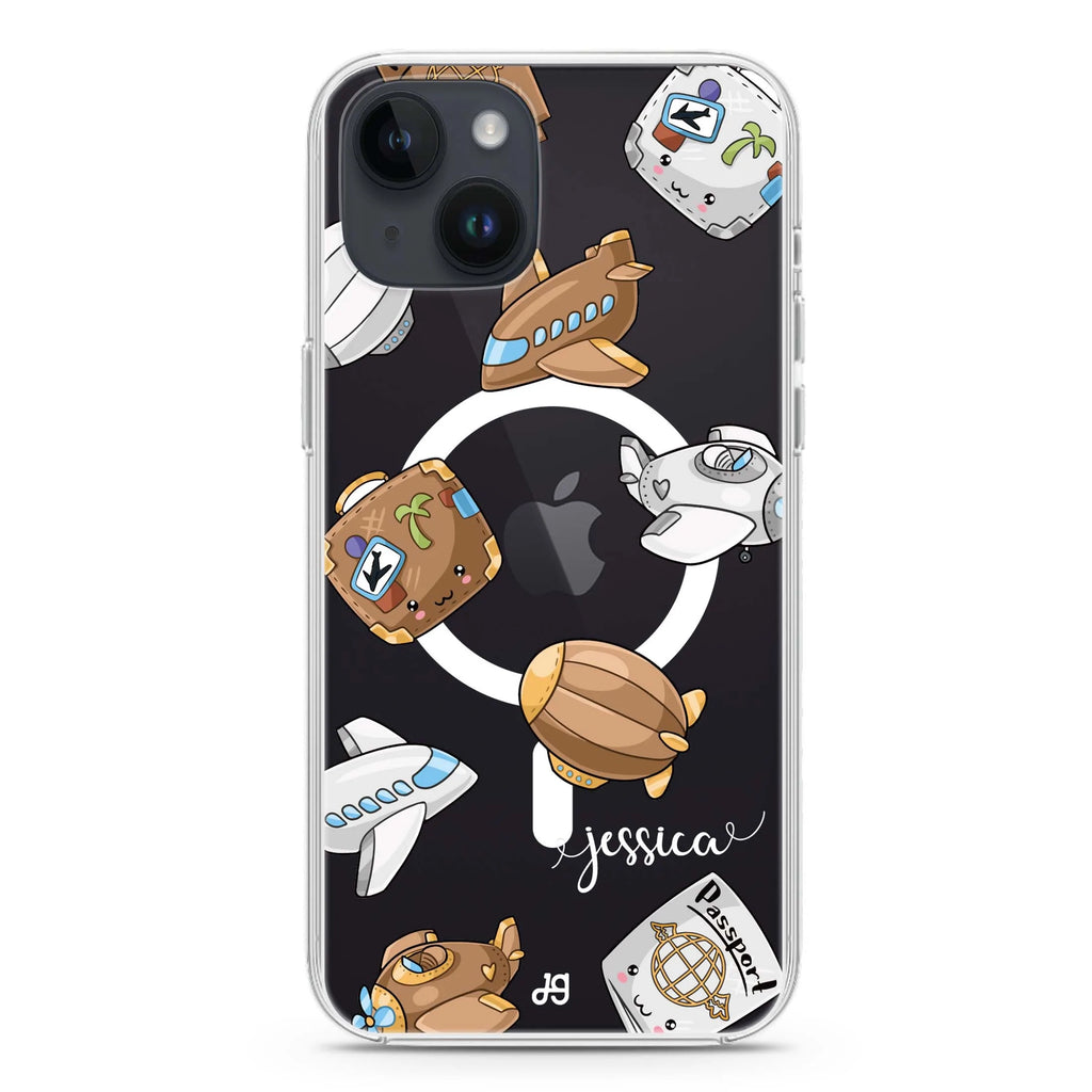 Cartoon AirPlane iPhone 14 Plus Magsafe 兼容水晶透明保護殼
