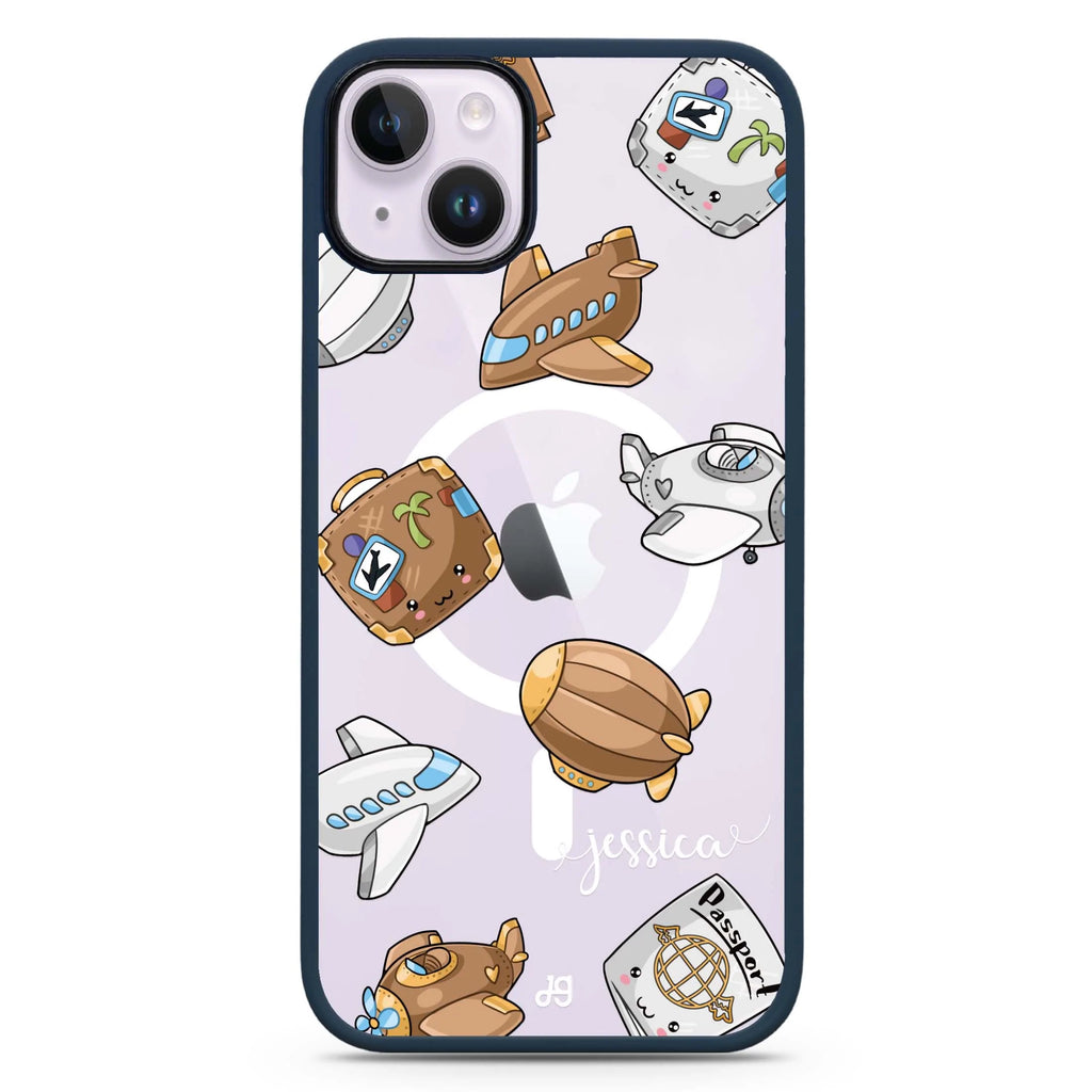 Cartoon AirPlane iPhone 14 Plus Magsafe 兼容防衝擊保護殼