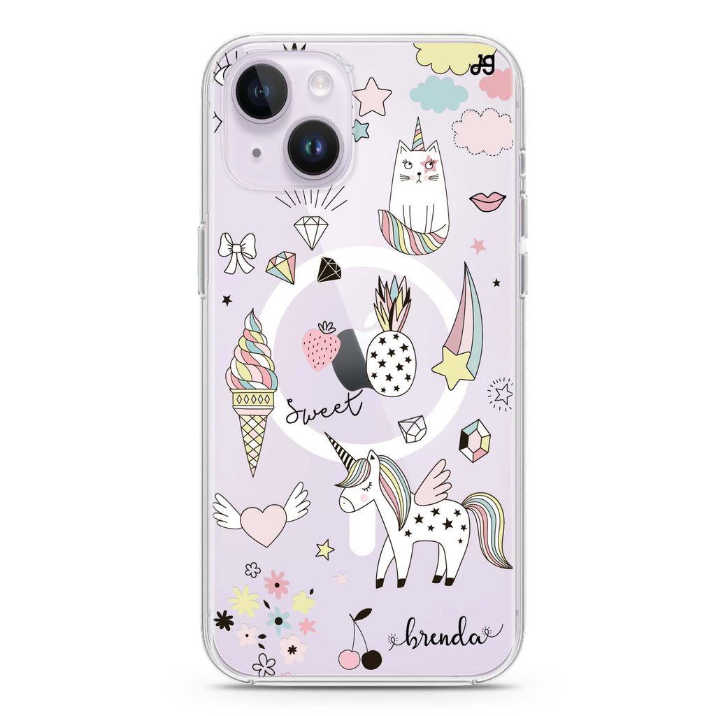 My lovely Cartoon iPhone 14 Plus Magsafe 兼容水晶透明保護殼