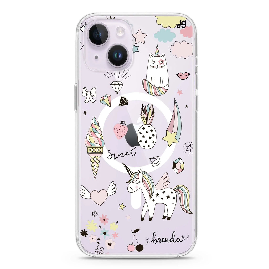 My lovely Cartoon iPhone 14 Magsafe 兼容水晶透明保護殼
