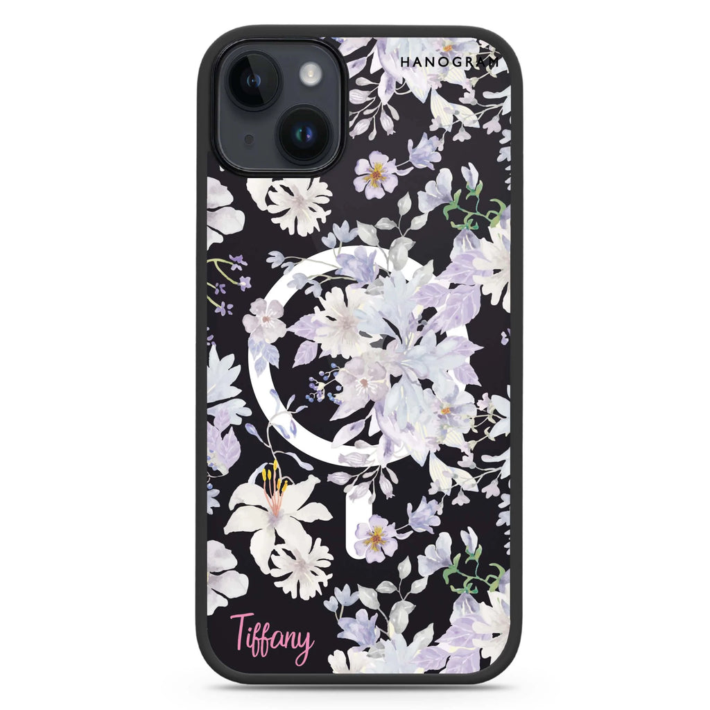 Serene Flowers Pattern iPhone 14 Plus Magsafe 兼容防衝擊保護殼