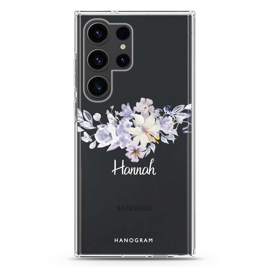 Serene Flowers & Me Samsung Galaxy Ultra 可加名字透明保護殼，適用 S26/S25/S24/S23 Ultra，圖1