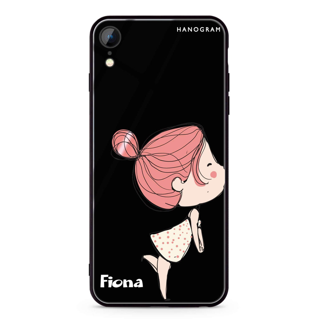 Cute girl kissing iPhone XR 超薄強化玻璃殻