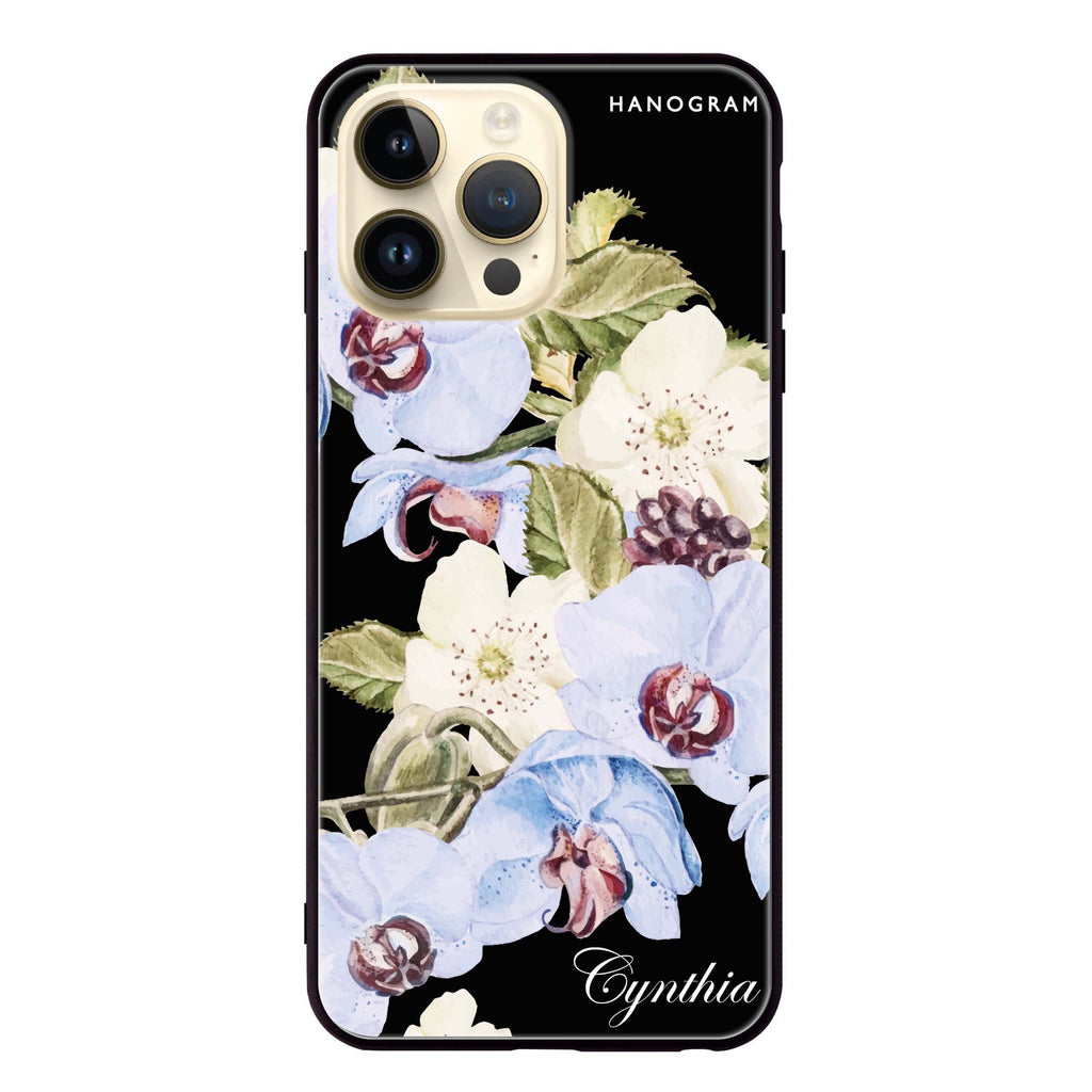 Light Blue Floral iPhone 超薄強化玻璃殻