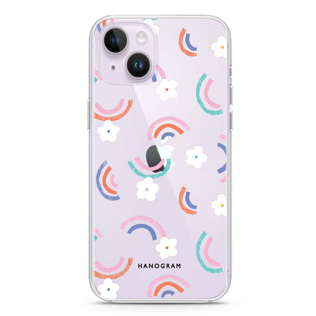 Rainbow Floral iPhone 14 plus 水晶透明保護殼