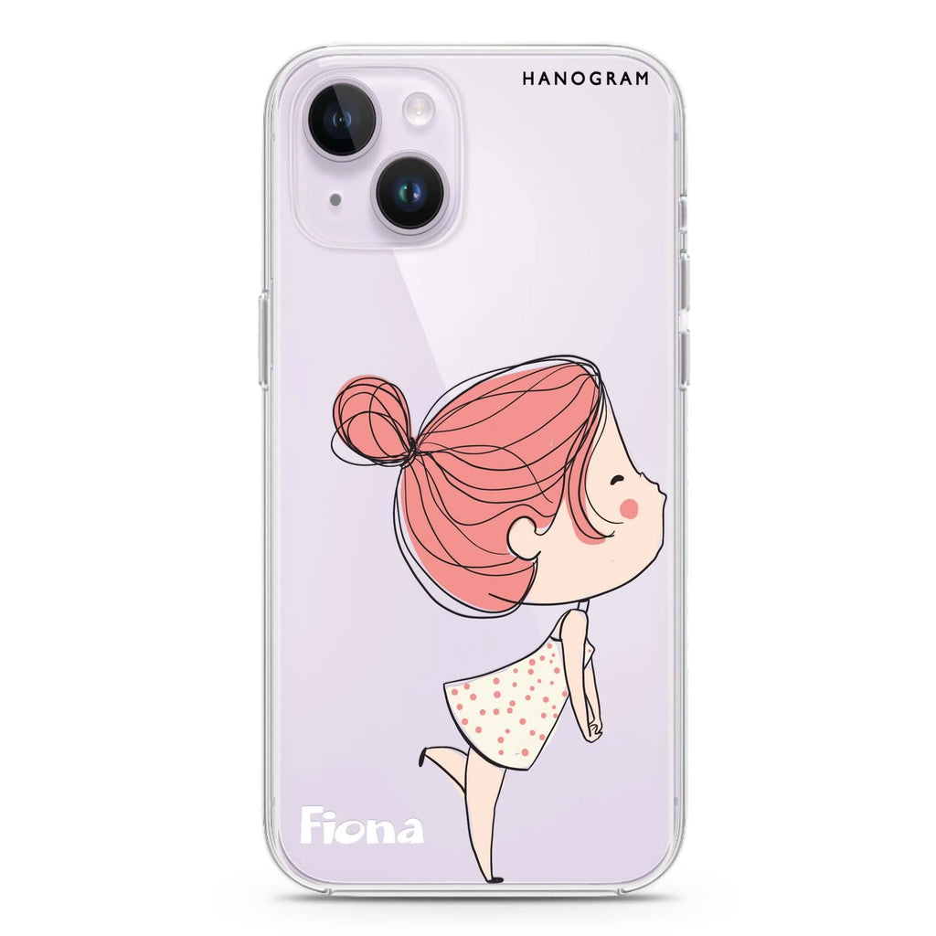 Cute girl kissing iPhone 14 plus 水晶透明保護殼