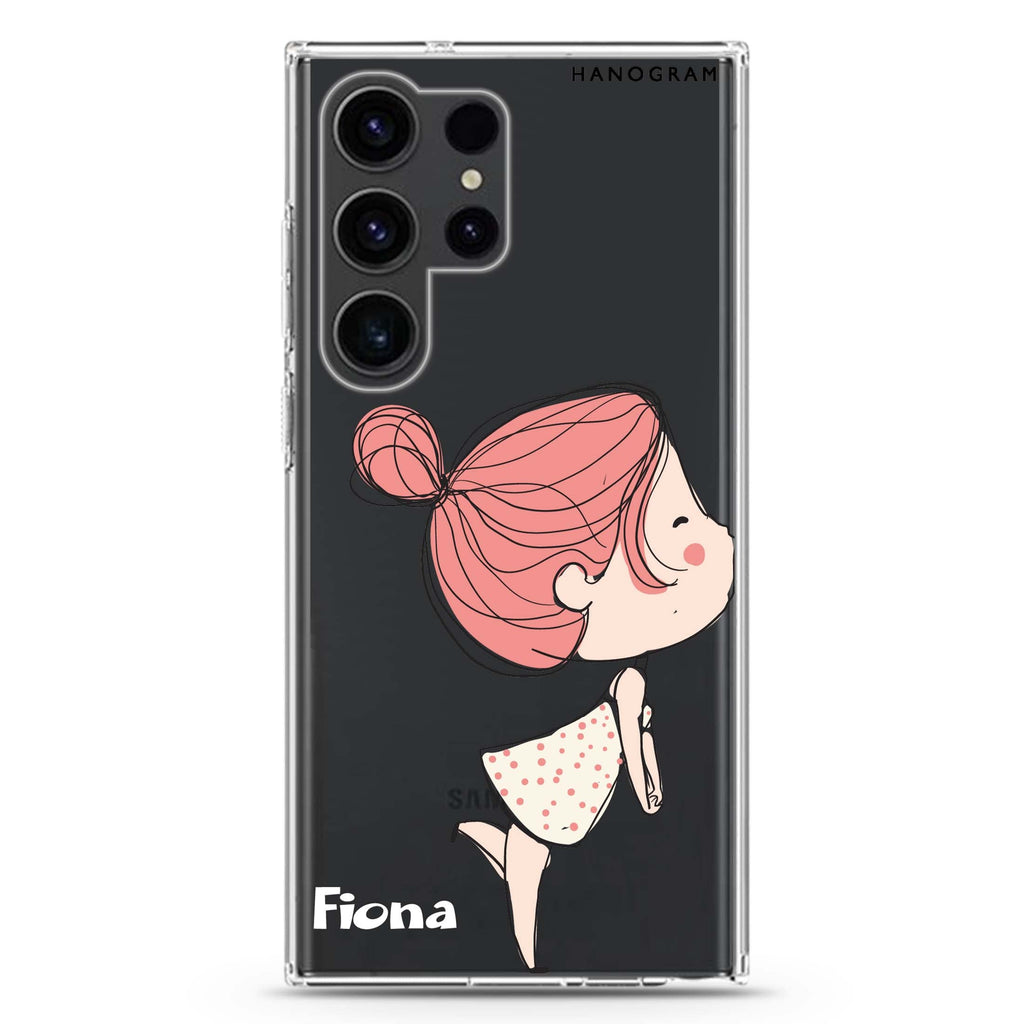 Cute girl kissing Samsung Galaxy Ultra 可加名字透明保護殼，適用 S26/S25/S24/S23 Ultra，圖1