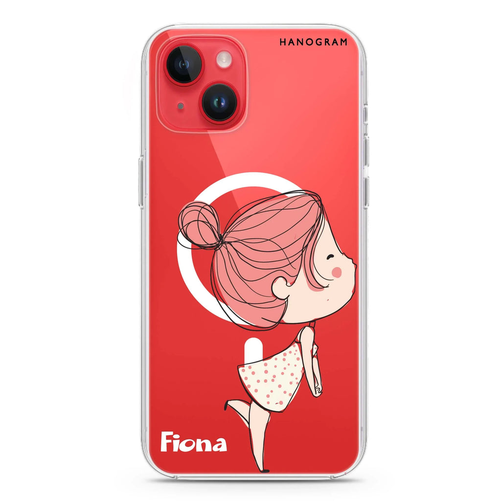 Cute girl kissing iPhone 14 Magsafe 兼容水晶透明保護殼