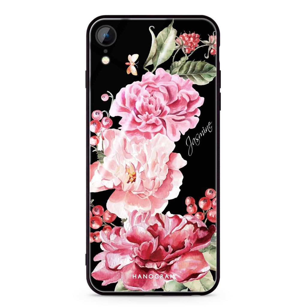 Pretty Watercolor Flowers iPhone XR 超薄強化玻璃殻