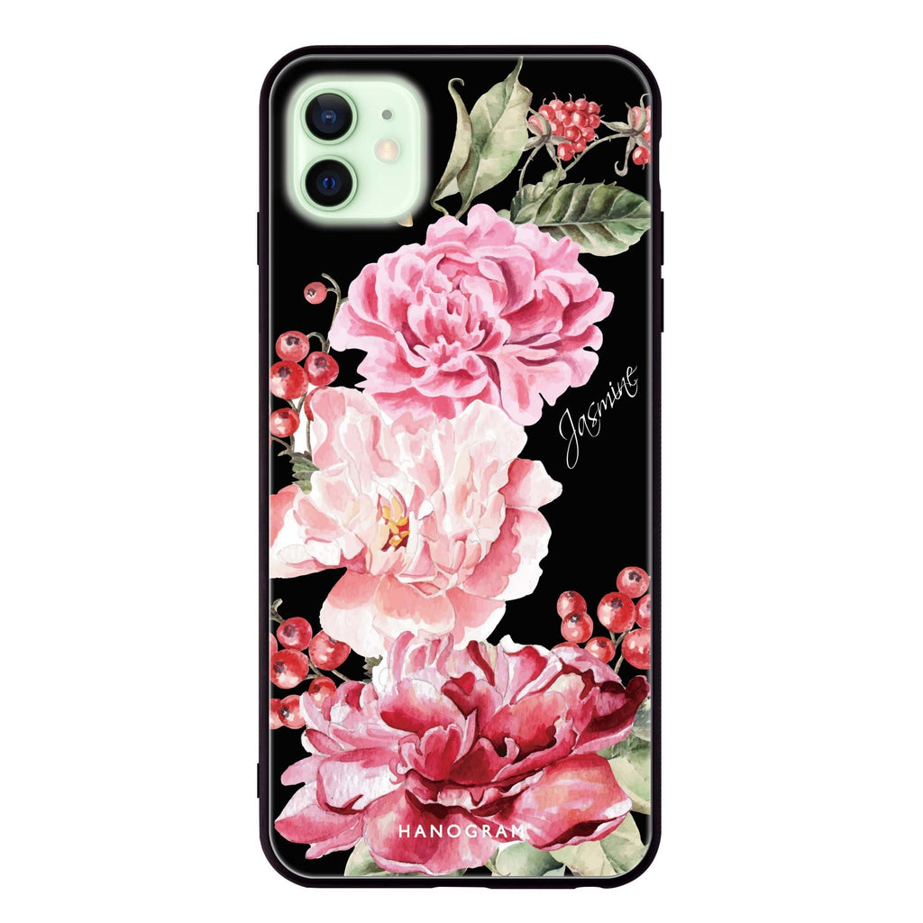 Pretty Watercolor Flowers iPhone 12 mini 超薄強化玻璃殻