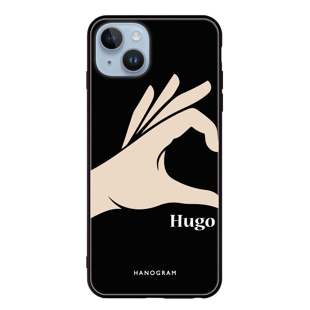 Left Hand heart iPhone 14 超薄強化玻璃殻