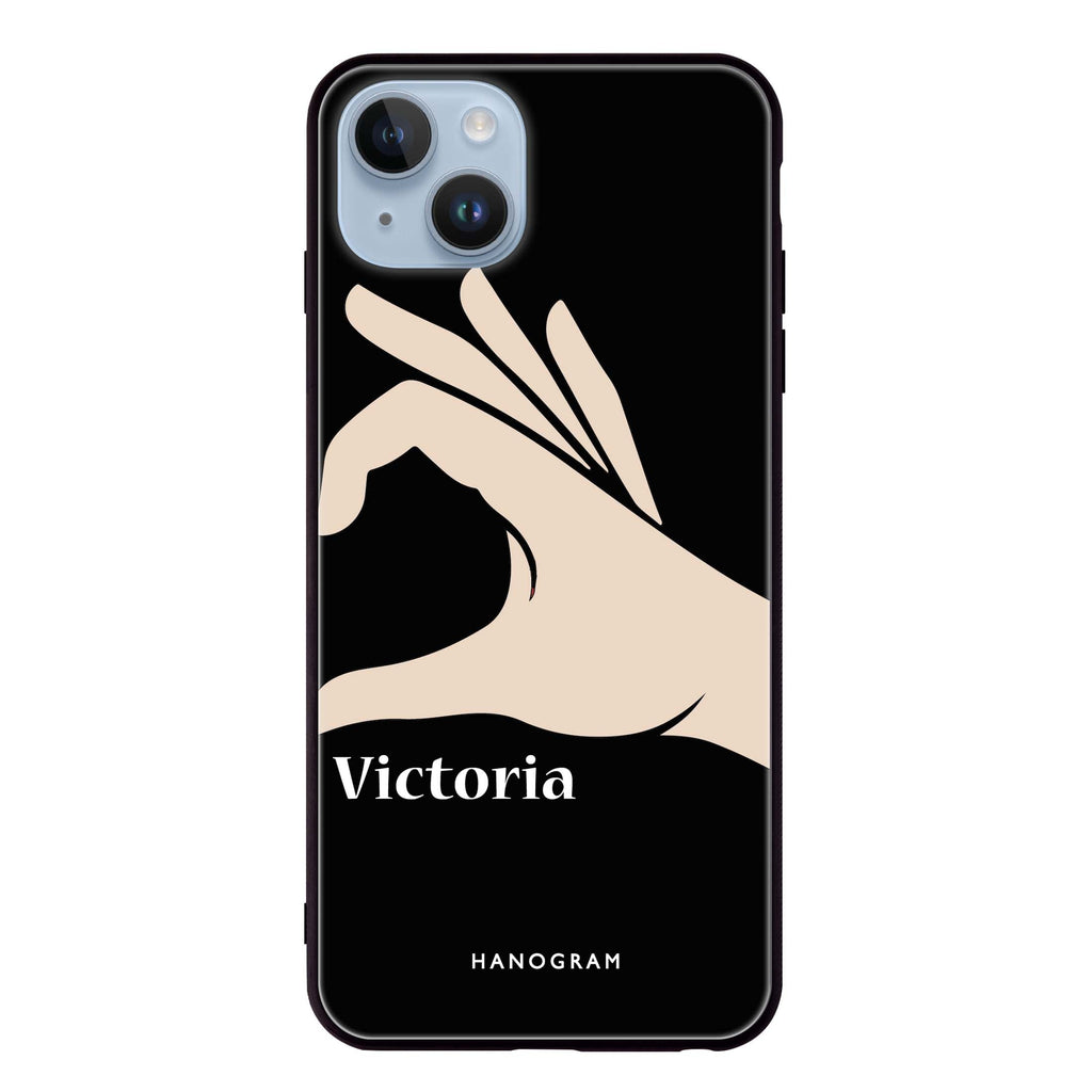 Right Hand heart iPhone 14 超薄強化玻璃殻