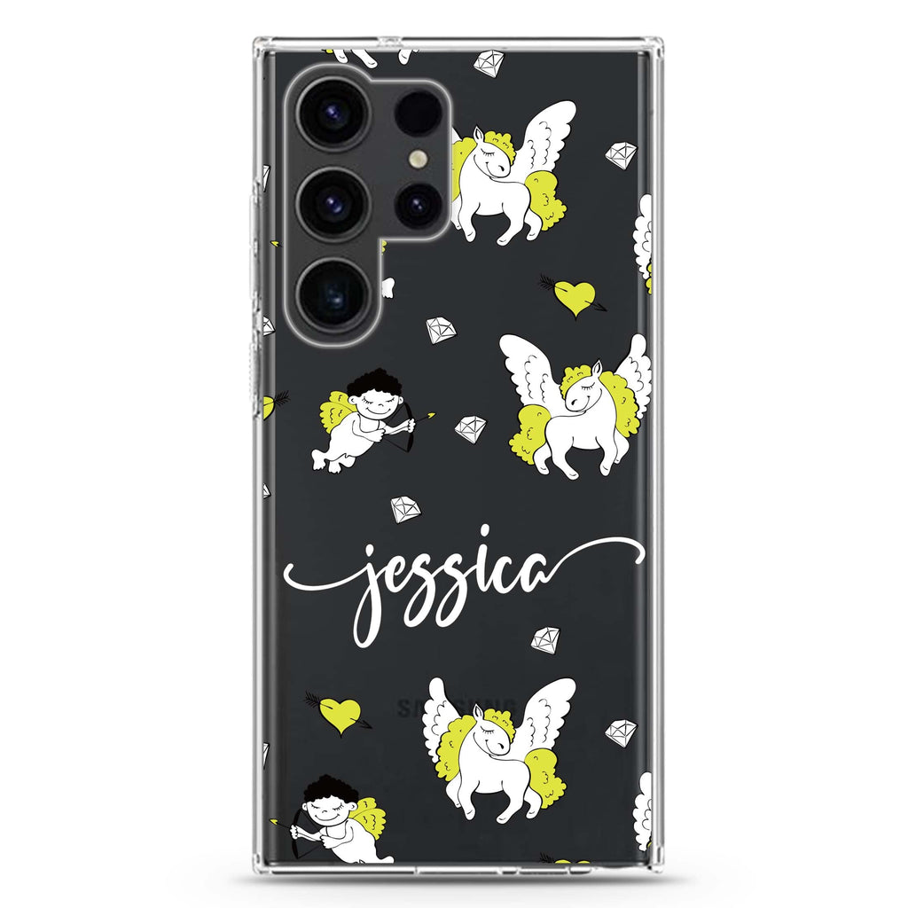 Angel & Unicorn Custom Samsung Galaxy Ultra 可加名字透明保護殼，適用 S26/S25/S24/S23 Ultra，圖1