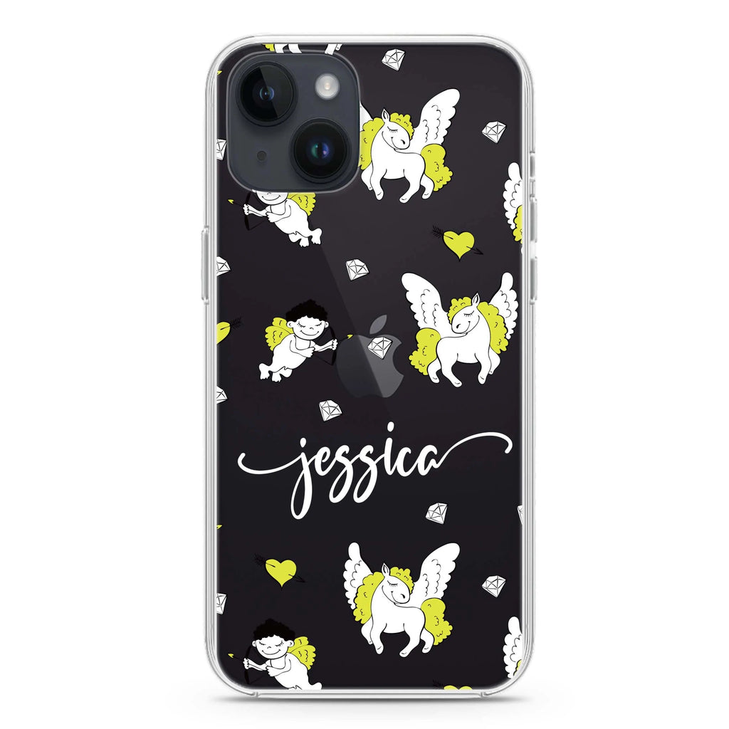 Angel & Unicorn Custom iPhone 14 plus 水晶透明保護殼