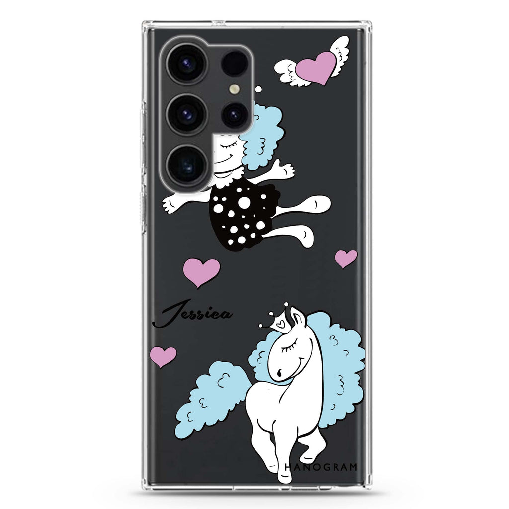 Queen & Unicorn Samsung Galaxy Ultra 可加名字透明保護殼，適用 S26/S25/S24/S23 Ultra，圖1