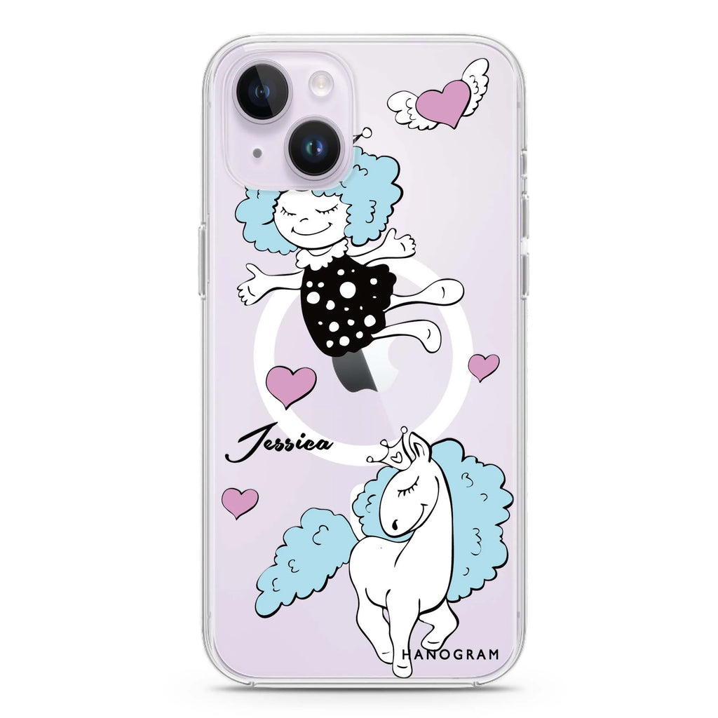 Queen & Unicorn iPhone 14 Plus Magsafe 兼容水晶透明保護殼