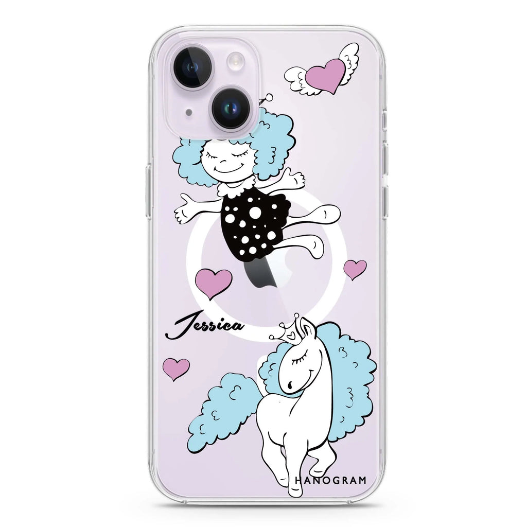 Queen & Unicorn iPhone 14 Magsafe 兼容水晶透明保護殼