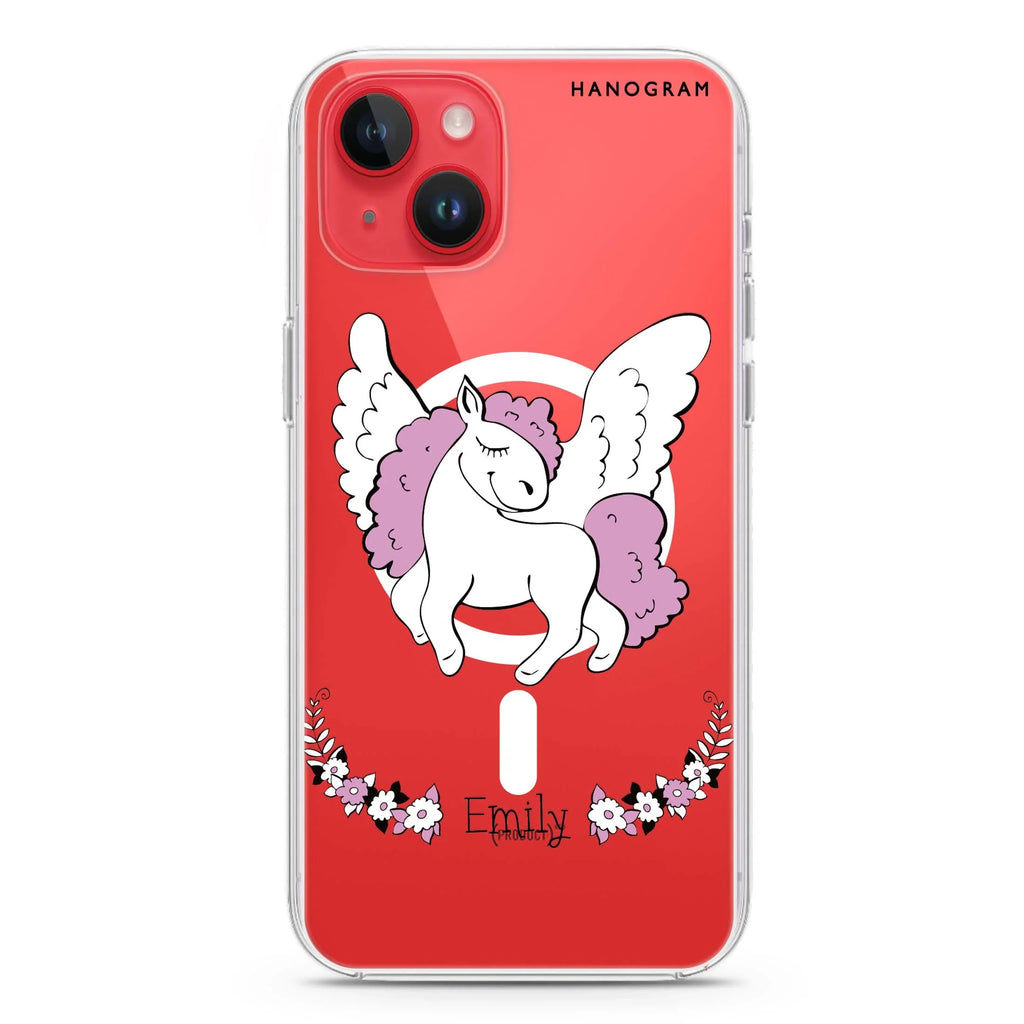 White Unicorn iPhone 14 Magsafe 兼容水晶透明保護殼