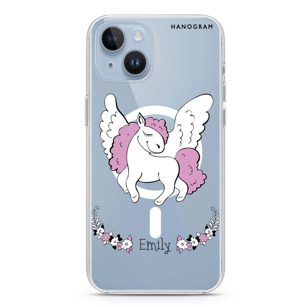 White Unicorn iPhone 14 Plus Magsafe 兼容水晶透明保護殼