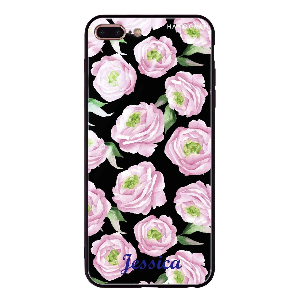 Watercolor pink floral iPhone 7 Plus 超薄強化玻璃殻