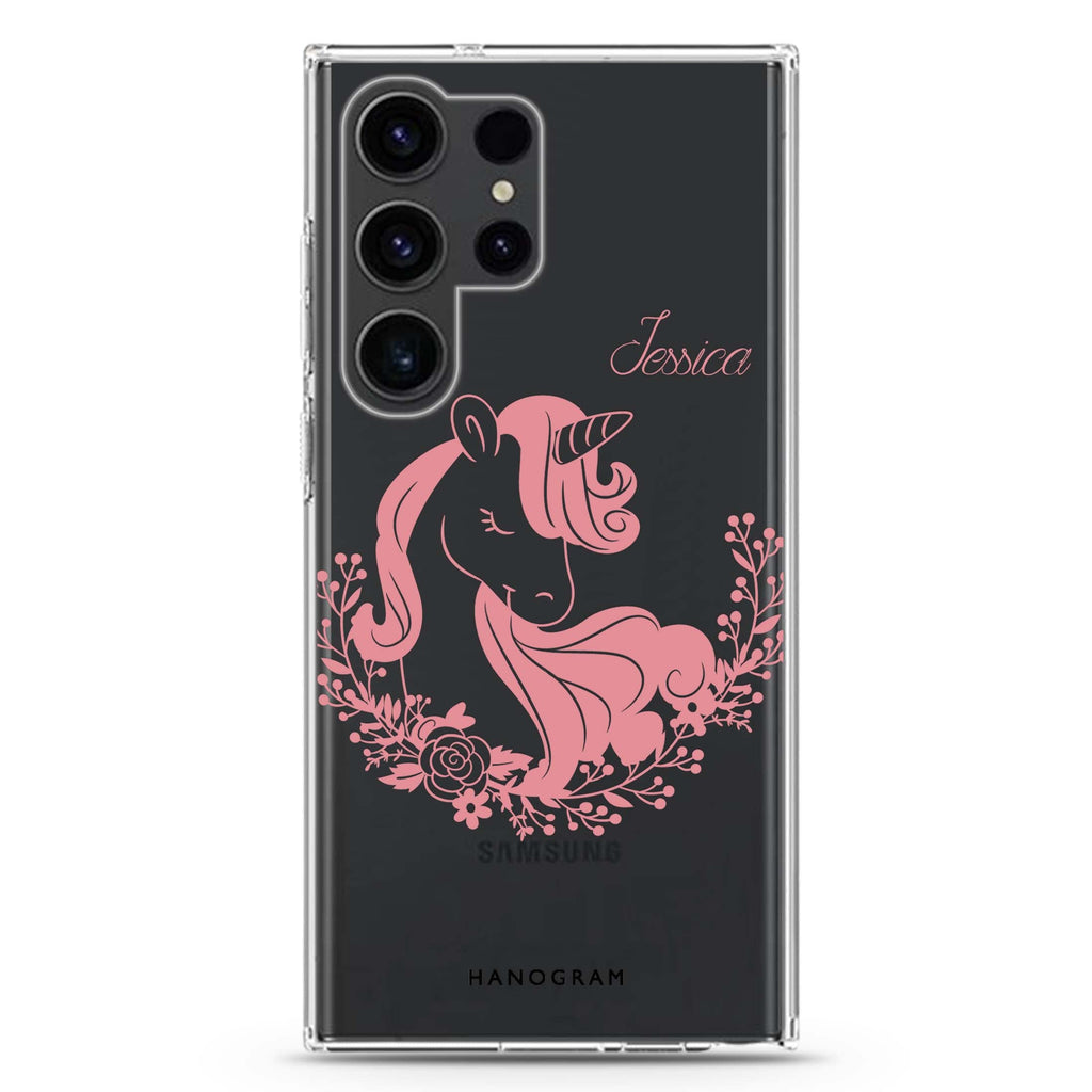 Silhouette Unicorn Samsung Galaxy Ultra 可加名字透明保護殼，適用 S26/S25/S24/S23 Ultra，圖1
