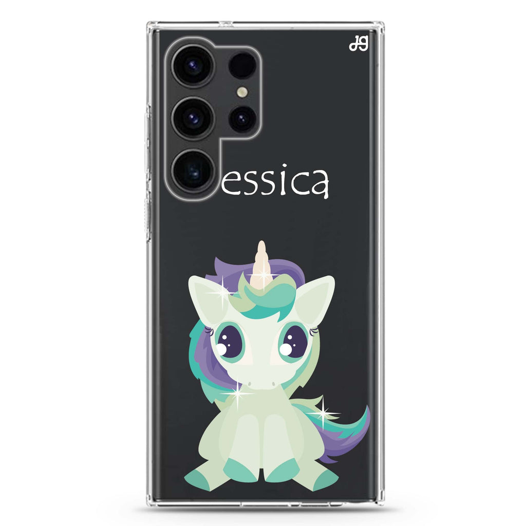 Pretty Eyes Unicorn Samsung Galaxy Ultra 可加名字透明保護殼，適用 S26/S25/S24/S23 Ultra，圖1