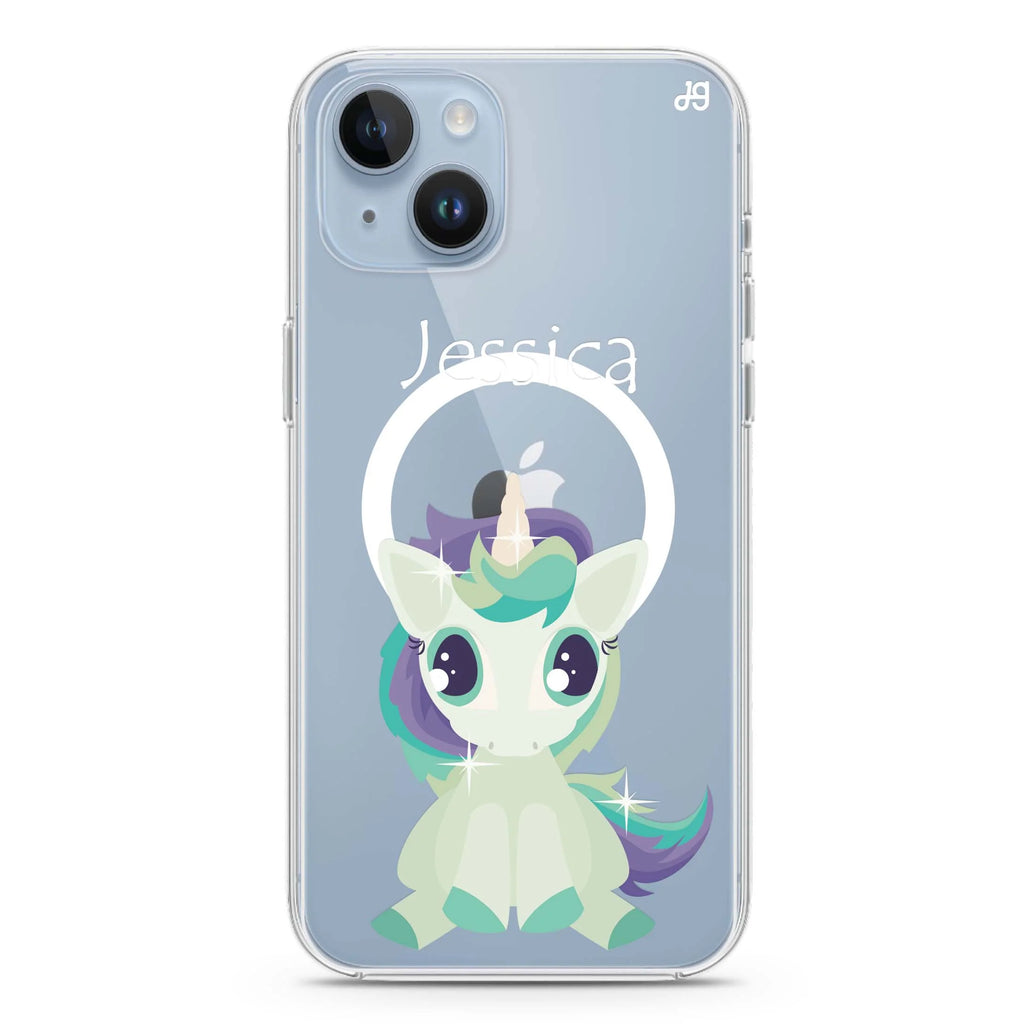 Pretty Eyes Unicorn iPhone 14 Plus Magsafe 兼容水晶透明保護殼