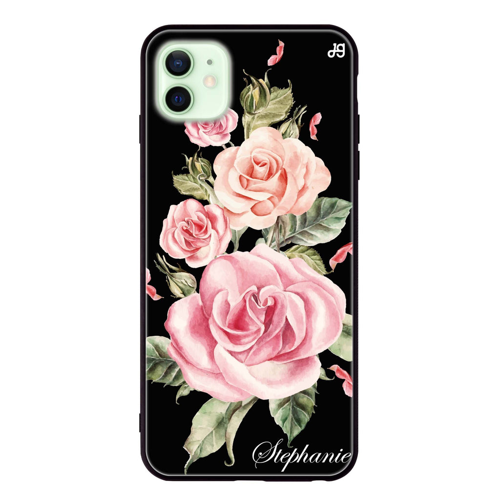 Pink Watercolor Floral iPhone 12 mini 超薄強化玻璃殻